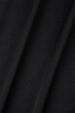 Zwarte casual effen uitgeholde off-shoulder jurken met lange mouwen