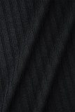 Vestidos negros casuales de manga larga con cuello alto y abertura sólida