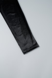 Черные сексуальные повседневные однотонные лоскутные платья с открытыми плечами и длинными рукавами