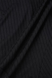 Black Casual Solid Bandage Patchwork Slit Zipper O Neck Skinny Jumpsuits