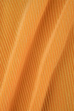 Geel elegant effen verband patchwork vouw V-hals grote maat twee stukken