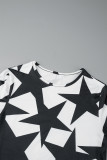 Zwart-witte straatprint, patchwork, O-hals, twee stukken met lange mouwen