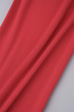Tute regolari rosse casual con patchwork in nappe solide trasparenti con cerniera a caldo con cerniera o collo