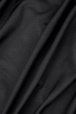 Черные повседневные однотонные платья с длинным рукавом и косым воротником в стиле пэчворк