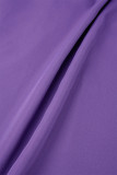 Púrpura Dulce Sólido Vendaje Patchwork O Cuello Vestidos Rectos