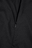 Robes jupe crayon noires décontractées unies avec ceinture et col en V