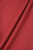 Vestidos de saia lápis de retalhos sólidos elegantes vermelhos com zíper e pescoço em O