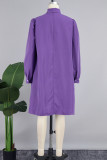 Robes droites violettes à bandes solides, Patchwork, col rond