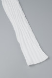 Bianco casual solido scavato patchwork mezzo dolcevita abiti a maniche lunghe