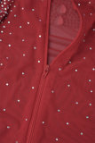 Tute regolari con cerniera a caldo trasparente con patchwork in nappe solide casual rosa rossa