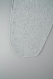 Graue, lässige, einfarbige Bandage-Patchwork-Oberteile mit Kordelzug