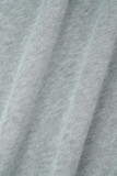 Tops cinza casual sólido com bandagem patchwork com cordão