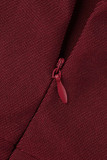 Rose rouge élégant solide patchwork col en V robes de soirée