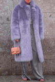 Light Purple Casual Solid Cardigan Turndown Collar Outerwear