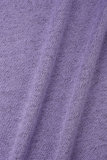 Due pezzi viola chiaro casual tinta unita patchwork tasca O collo manica lunga