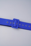 Bandage imprimé décontracté bleu avec ceinture à manches longues deux pièces