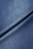 Middelblauwe casual effen basic grote maat jeans