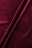 Vermelho casual sólido lantejoulas patchwork decote em V manga comprida vestidos plus size