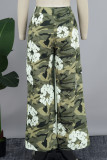 Camouflage-Straßendruck-Patchwork-Taschenknöpfe, Reißverschluss, gerade, mittlere Taille, gerade, voll bedruckte Hose