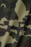 Camouflage Straat Camouflage Print Patchwork O Hals Lange Mouw Twee Stukken