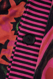 Cor Street Color Block Patchwork Buckle Cardigan Collar Outerwear