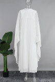 White Street – robe longue plissée à col rond, couleur unie, patchwork