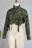 Capispalla mimetico Street Camouflage con stampa patchwork tasca con fibbia cerniera mezzo dolcevita