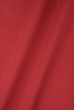 Красные повседневные однотонные лоскутные платья с круглым вырезом и юбкой-карандашом