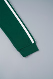 Grüne Street-Print-Patchwork-Kleider mit O-Ausschnitt und langen Ärmeln