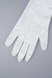 Witte straat effen patchwork veren rits strapless wikkelrokjurken (draag handschoenen)