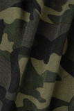 Camouflage Street Camouflage Print Patchwork Pocket Buckle Zipper Half A Turtleneck Outerwear