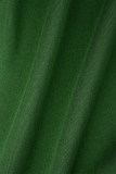 Verde militar Estampado casual Patchwork Bolsillo Cremallera Cuello vuelto Manga larga Dos piezas