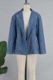 Blue Street – veste en jean ample à manches longues et col rabattu avec poches et boutons en Patchwork uni