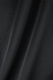 Combinaisons skinny noires décontractées unies en patchwork avec poches et fermeture éclair