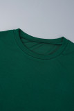 Grüne Street-Print-Patchwork-Kleider mit O-Ausschnitt und langen Ärmeln