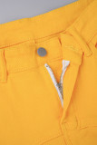 ローズレッド ヴィンテージ ソリッド パッチワーク ポケット バックル ボタン ジッパー ターンダウンカラー 半袖 XNUMX 個