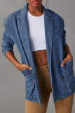 Blue Street – veste en jean ample à manches longues et col rabattu avec poches et boutons en Patchwork uni