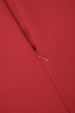 Röda Casual Solid Patchwork O-hals Pencil Kjol Klänningar