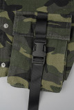 Camouflage Street Camouflage Print Patchwork Taschenschnalle Reißverschluss Halbe Rollkragenoberbekleidung