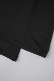 Schwarze, lässige, schulterfreie, einfarbige Patchwork-Jumpsuits im Boot-Cut-Stil
