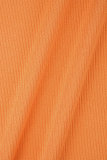 Orange Casual Solid Basic Half A Turtleneck Kort ärm Två delar