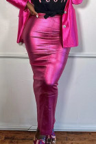 Rose Red Street Solid Patchwork-Schlitz, normale, hohe Taille, herkömmliche einfarbige Hose