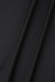 Robes jupe une étape noires décontractées à fente unie et col carré