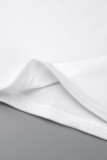 Branco Casual Carta Patchwork O Neck Plus Size Tops