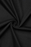 T-shirts noirs décontractés imprimés patchwork à col rond et taille moyenne