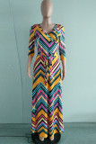 Разноцветные элегантные цветочные лоскутные платья с V-образным вырезом и трапециевидной линией