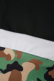 Camouflage Casual Camouflage Print Patchwork Drag String Ficka O Neck Plus Size Två delar