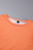 Orange Casual Print Basic O-Neck Langarm Zweiteiler