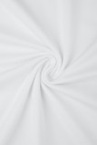 Белый Повседневный Пэчворк с круглым вырезом и круглым вырезом Пэчворк Плюс размер Из двух частей
