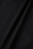 Ropa de abrigo casual sólido vendaje patchwork contraste cuello vuelto negro